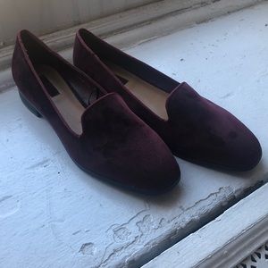 Forever 21 maroon loafers with a short block heel.